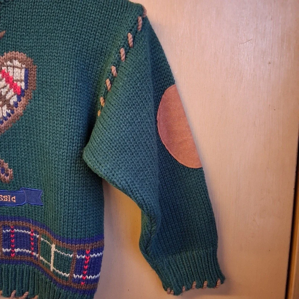 Vintage 90's Kitestrings Boys Sweater Sz 5/6 Lodge Moose Winter‎ EUC